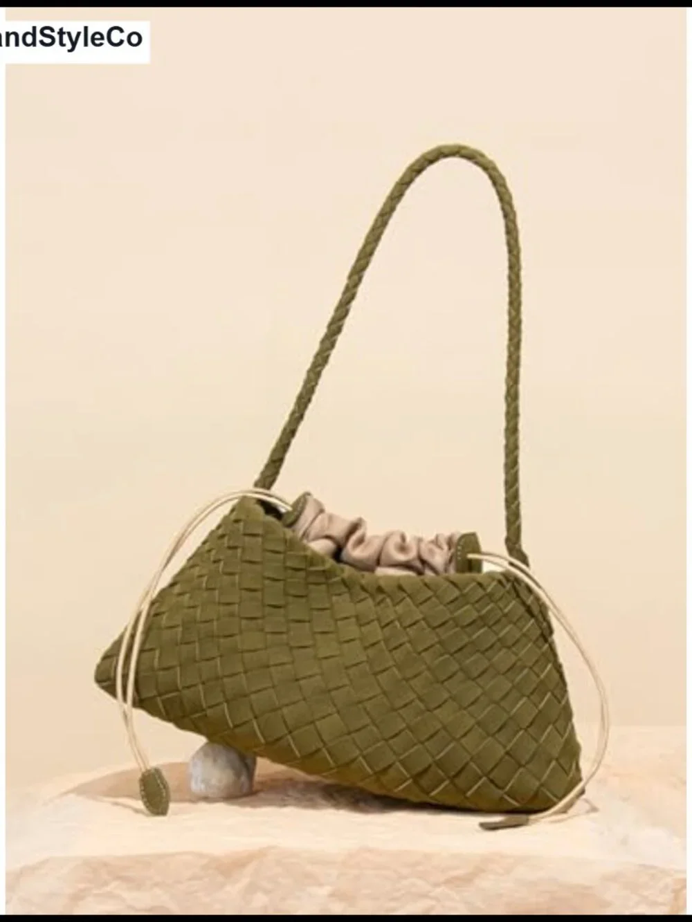 Woven Slouchy Suede Hobo Shoulder Bag Faux Leather Tote Purse
